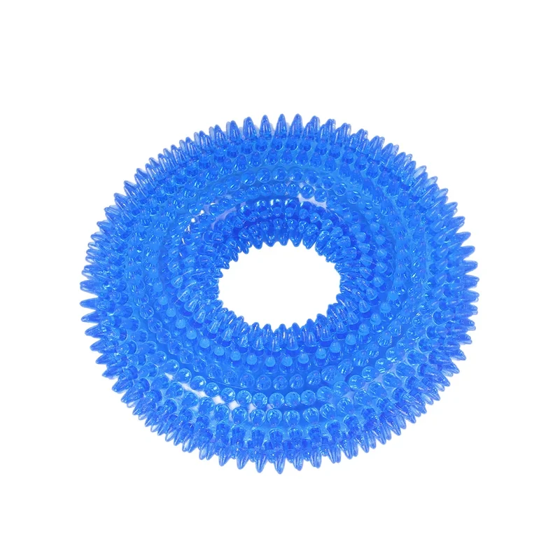 Pet Dog Toys Puppy Sounding Toy Molar Squeaky Tooth Cleaning Ring TPR Training Pet Teeth Chewing Toy Thorn Dog Accessories