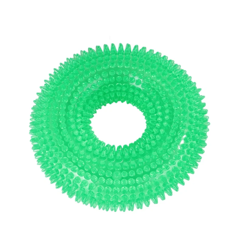 Pet Dog Toys Puppy Sounding Toy Molar Squeaky Tooth Cleaning Ring TPR Training Pet Teeth Chewing Toy Thorn Dog Accessories