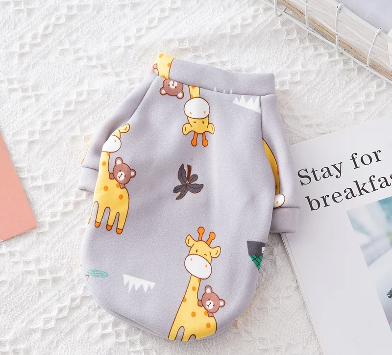 Cartoon Dog Vest Winter Warm Pet Clothes for Small Dogs Chihuahua French Bulldog Pug Sweatshirt Puppy Cats Coat Yorkie Clothing