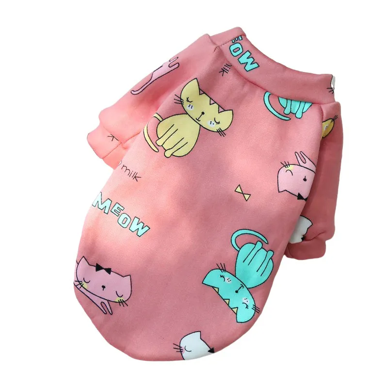 Cartoon Dog Vest Winter Warm Pet Clothes for Small Dogs Chihuahua French Bulldog Pug Sweatshirt Puppy Cats Coat Yorkie Clothing