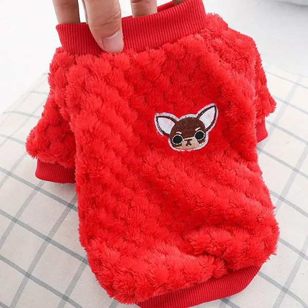 Warm Fleece Pet Clothes Cute Fruit Print Coat Small Medium Dog Cat Shirt Jacket Teddy French Bulldog Chihuahua Winter Outfit