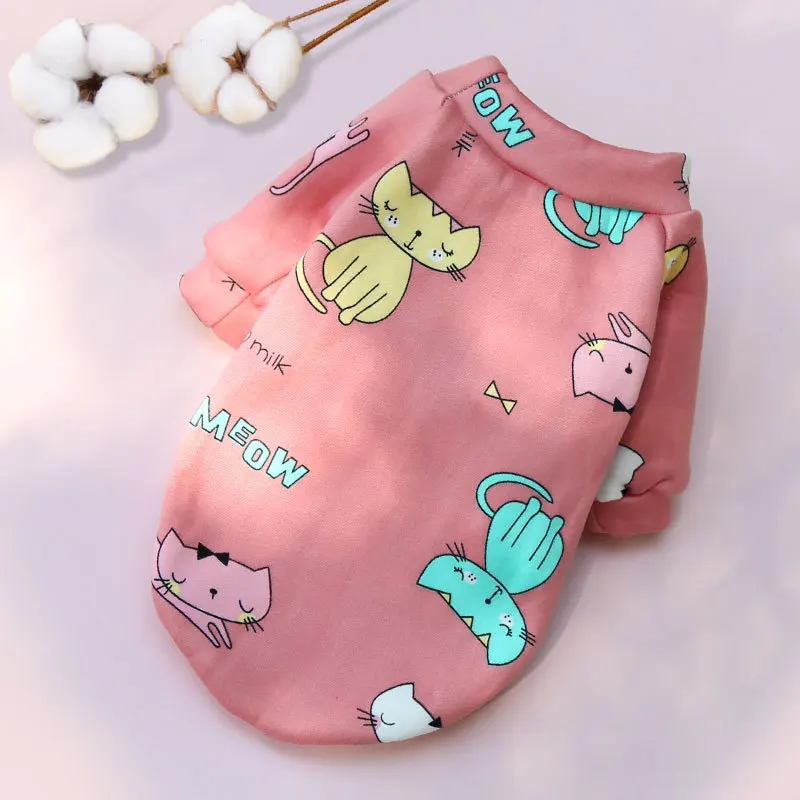 Small Dog Hoodie Coat Winter Warm Pet Clothes for Bulldog Chihuahua Shih Tzu Sweatshirt Puppy Cat Pullover Dogs
