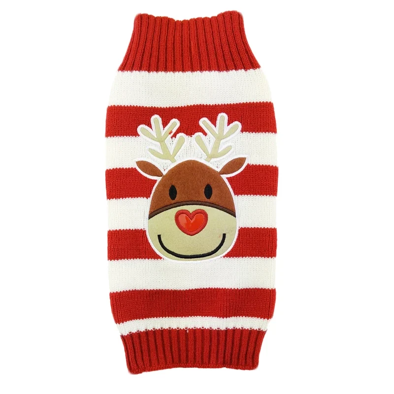 Warm Pet Clothes for Small Medium Dogs Winter Dog Sweater Christmas Pet Clothing Knitted Costume Coat Cartoon Striped Clothes