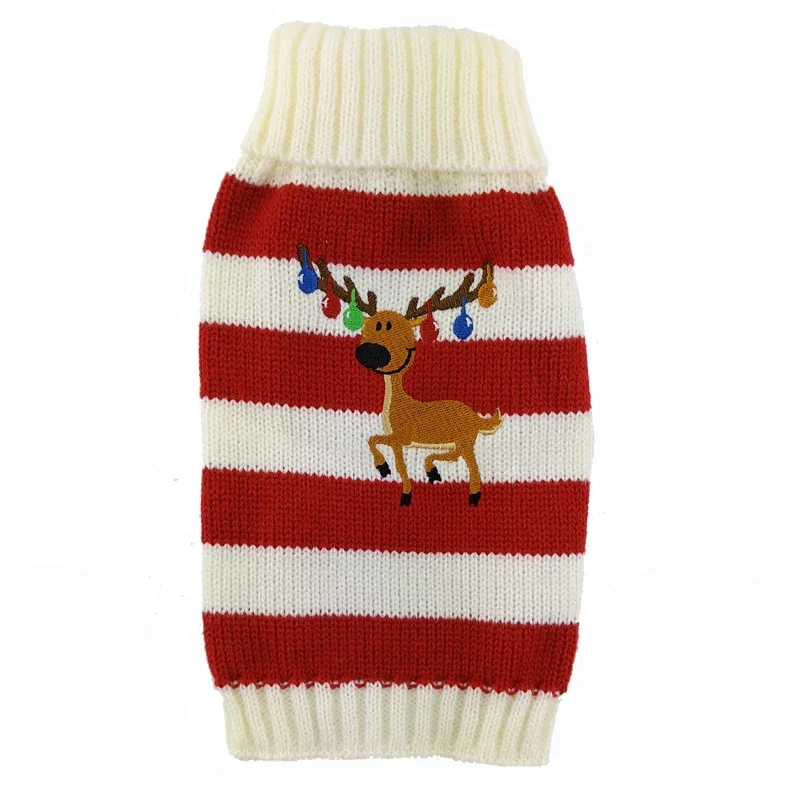 Warm Pet Clothes for Small Medium Dogs Winter Dog Sweater Christmas Pet Clothing Knitted Costume Coat Cartoon Striped Clothes
