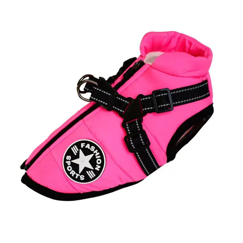 Winter Dog Clothes For Small Dogs Warm Fleece Large Dog Jacket Waterproof Pet Coat With Harness Chihuahua Clothing Puppy Costume