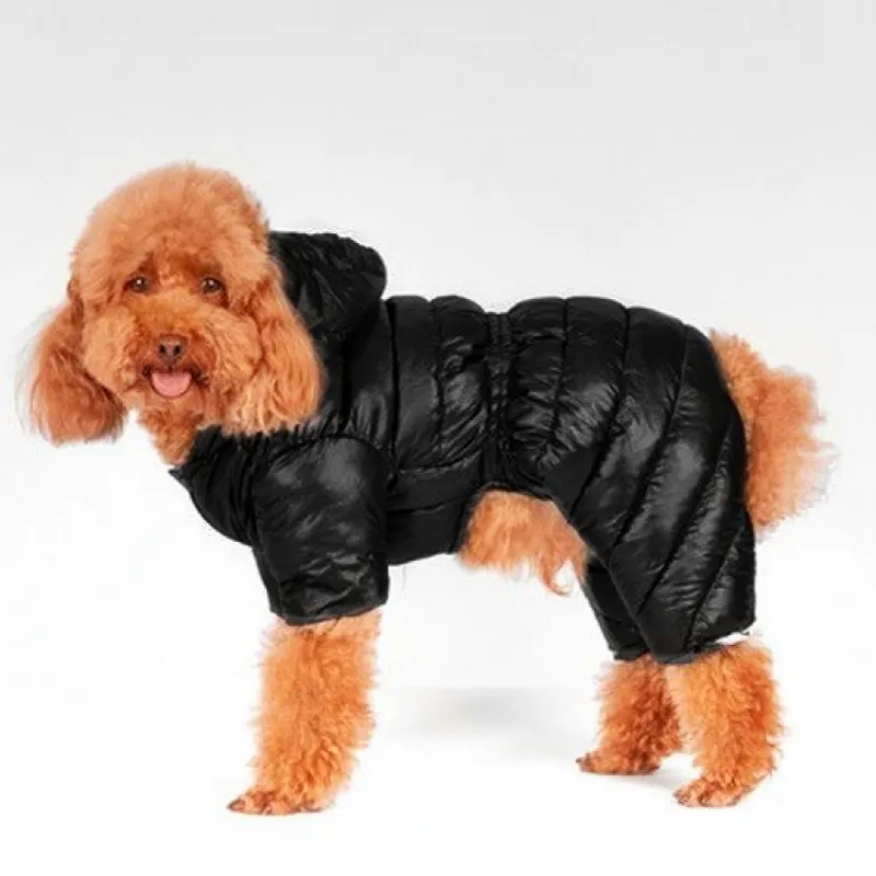 Winter Warm Down Dog Jacket Pet Dogs Costume Puppy Light-weight Four Legs Hoodie Coat Clothes For Teddy Bear Big Combinaison Ski