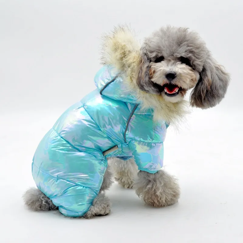 Winter Warm Down Dog Jacket Pet Dogs Costume Puppy Light-weight Four Legs Hoodie Coat Clothes For Teddy Bear Big Combinaison Ski