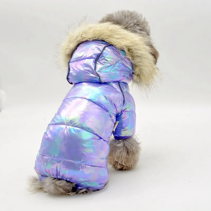 Winter Warm Down Dog Jacket Pet Dogs Costume Puppy Light-weight Four Legs Hoodie Coat Clothes For Teddy Bear Big Combinaison Ski