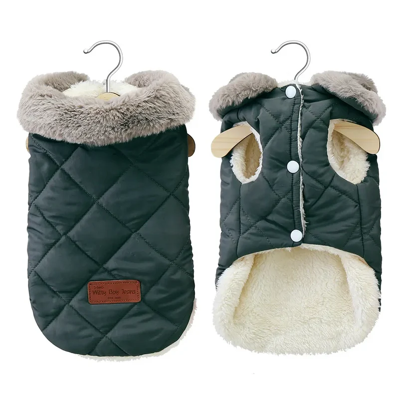 Winter Pet Jacket Clothes Super Warm Small Dogs Clothing With Fur Collar Cotton Pet Outfits French Bulldog Coat Vest Chihuahua
