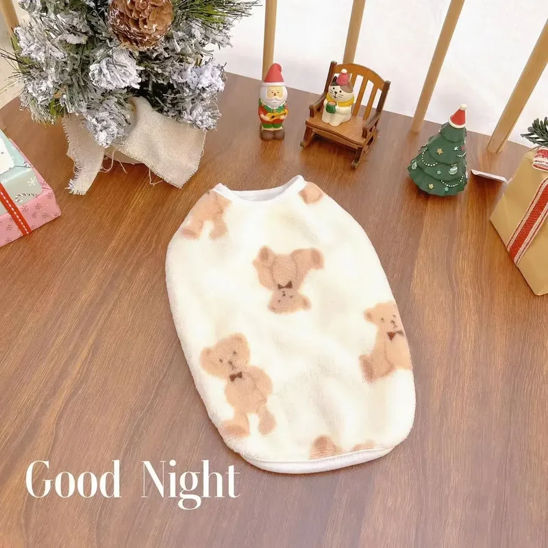 Pet Plush Jumpsuit Autumn Winter Medium Small Dog Clothes Warm Velvet Sweet Pajamas Kitten Puppy Cute Pullover Chihuahua Poodle
