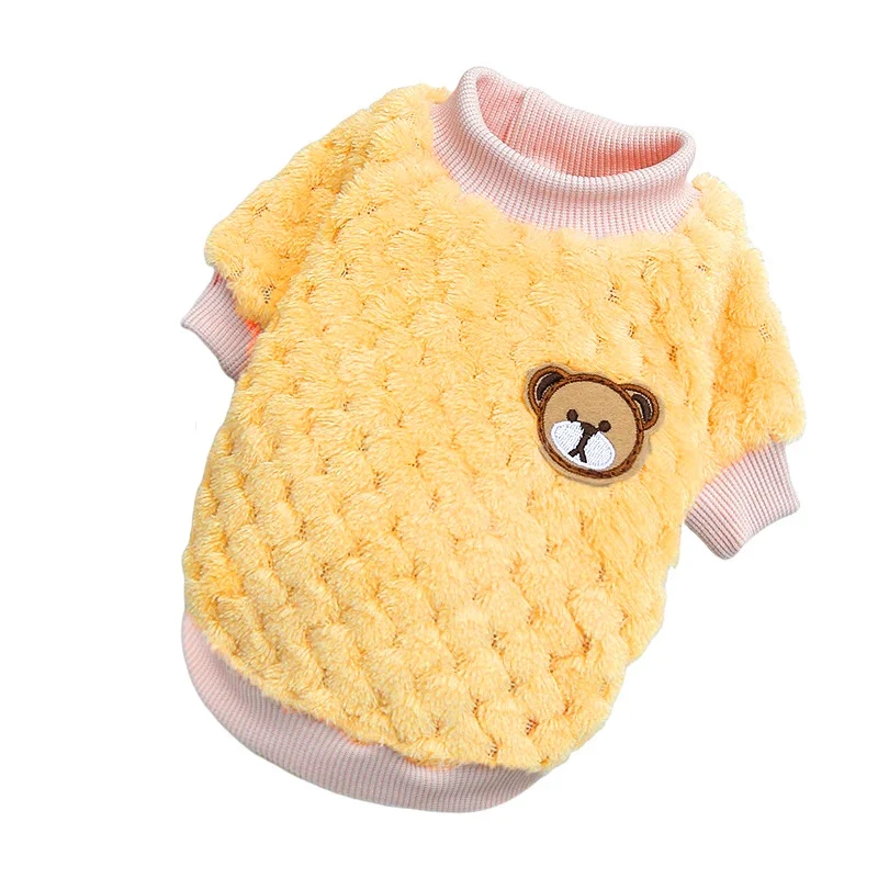 Bear Embroidery Pet Dog Vest Winter Warm Dog Clothes for Small Dogs Plush Puppy Cat Coat Yorkies Chihuahua Shih Tzu Pug Outfits