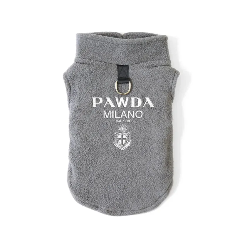 Pawda Polar Fleece Icon Autumn Spring & Tow Buckle Small Medium Dog Clothes Chihuahua Teddy Yorkshire Warm Singlet Streetwear