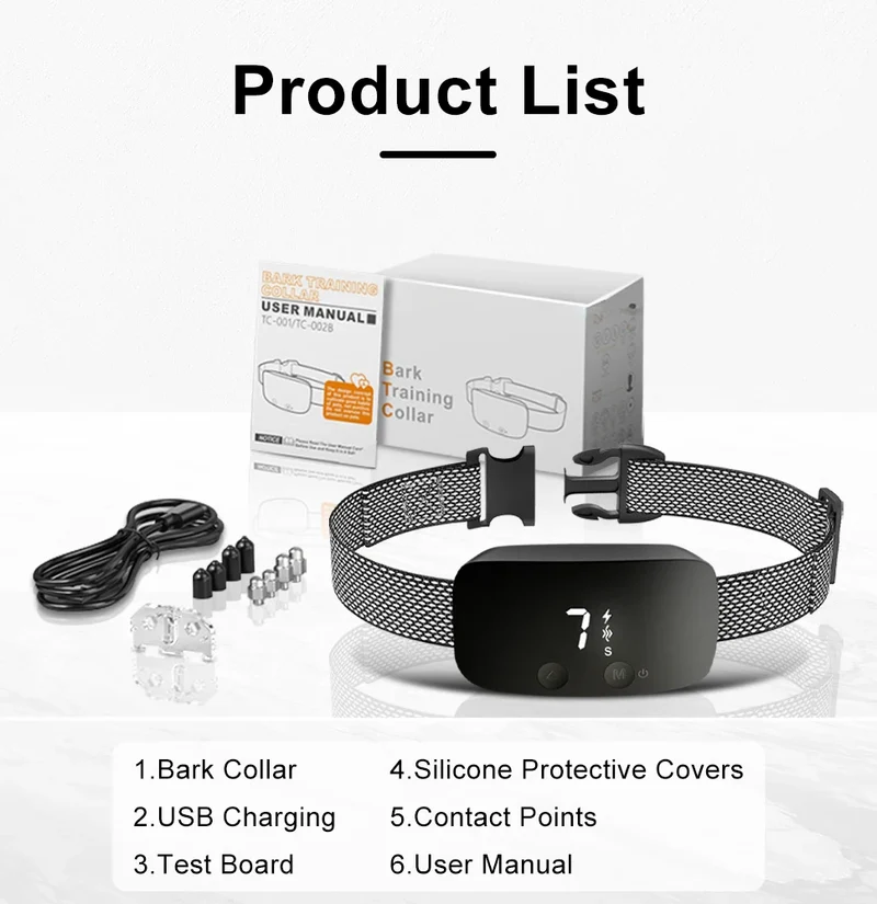TinMiu Automatic Anti Barking Dog Collar Rechargeable Bark Stopper Effective Stop Barking IP67 Waterproof Collar For Dog