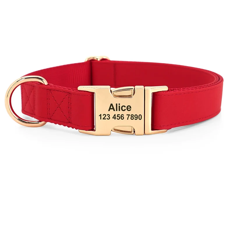 Personalized Dog Collar PU Leather Pet Collars and Leash Set Chihuahua Necklace Customized ID Name For Small Medium Large Dogs