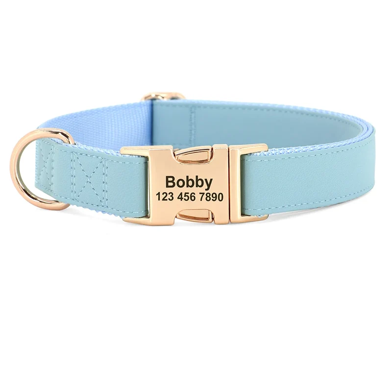Personalized Dog Collar PU Leather Pet Collars and Leash Set Chihuahua Necklace Customized ID Name For Small Medium Large Dogs