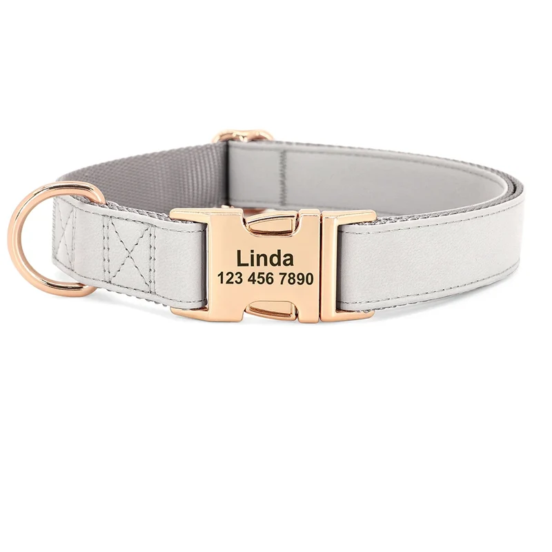 Personalized Dog Collar PU Leather Pet Collars and Leash Set Chihuahua Necklace Customized ID Name For Small Medium Large Dogs