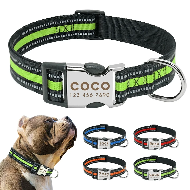 Dog Collar Pet Supplies Collar Night Reflective Collar Small Size Dogs Golden Retriever Bandana Lettering Anti-Lost