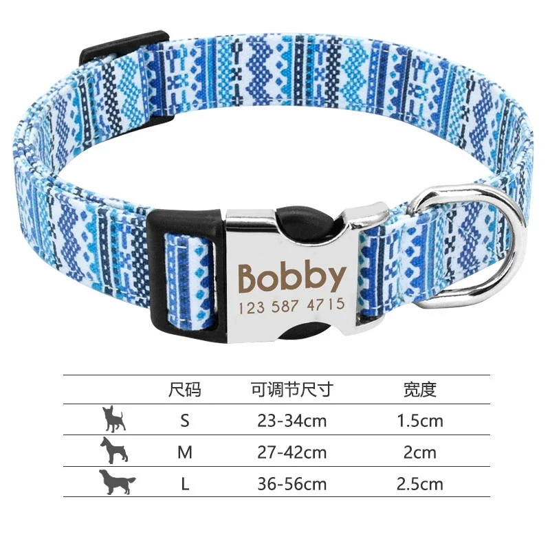Dog Collar Pet Supplies Collar Night Reflective Collar Small Size Dogs Golden Retriever Bandana Lettering Anti-Lost