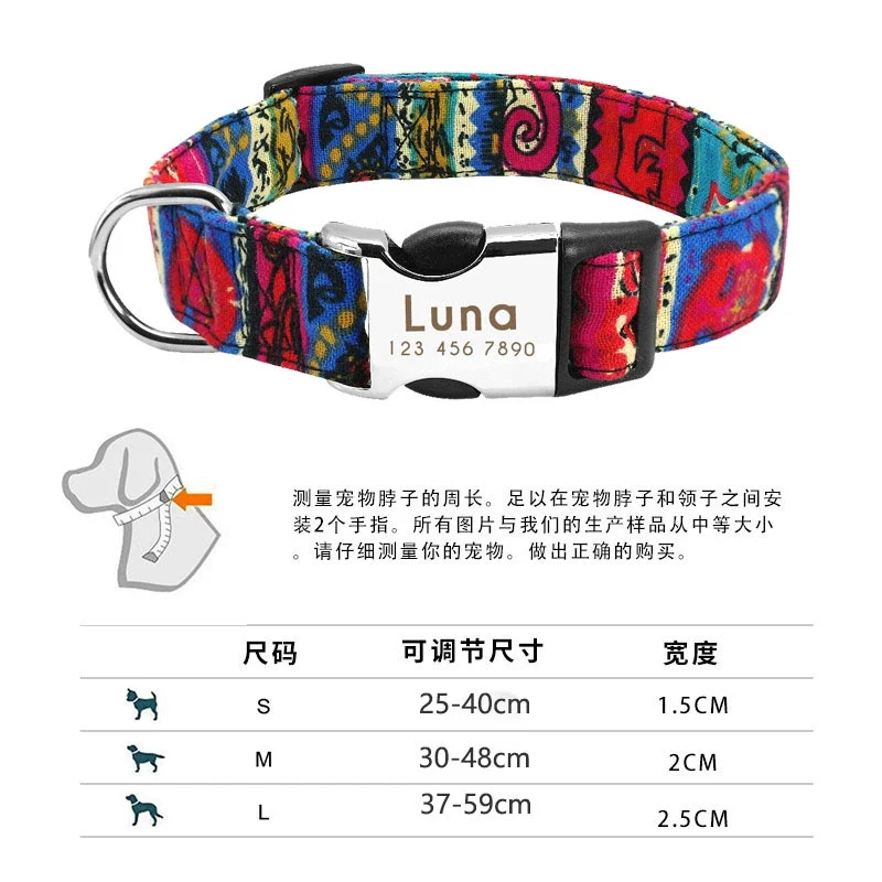 Dog Collar Pet Supplies Collar Night Reflective Collar Small Size Dogs Golden Retriever Bandana Lettering Anti-Lost