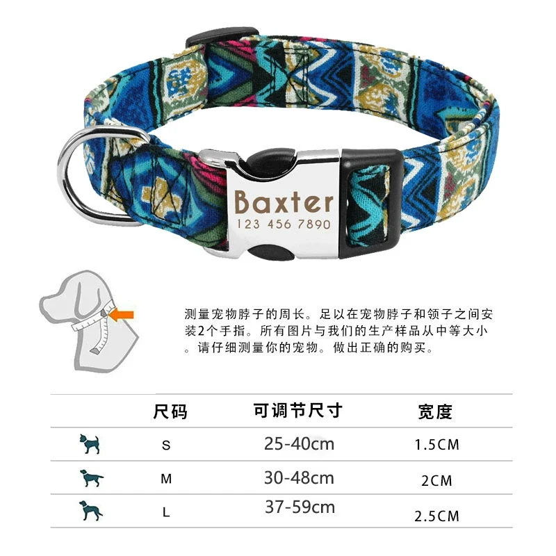 Dog Collar Pet Supplies Collar Night Reflective Collar Small Size Dogs Golden Retriever Bandana Lettering Anti-Lost