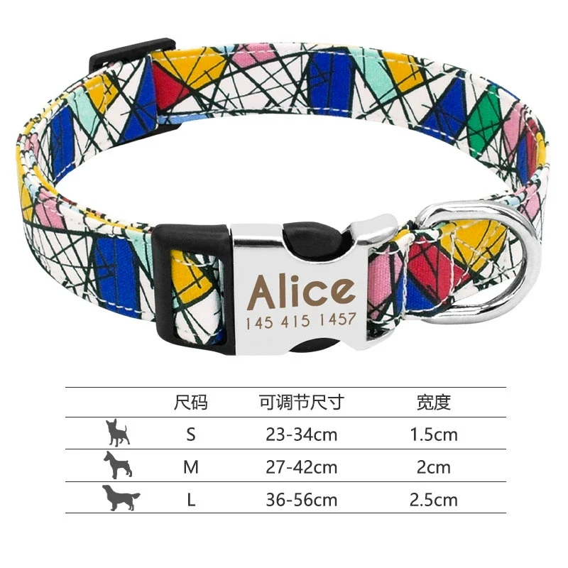 Dog Collar Pet Supplies Collar Night Reflective Collar Small Size Dogs Golden Retriever Bandana Lettering Anti-Lost