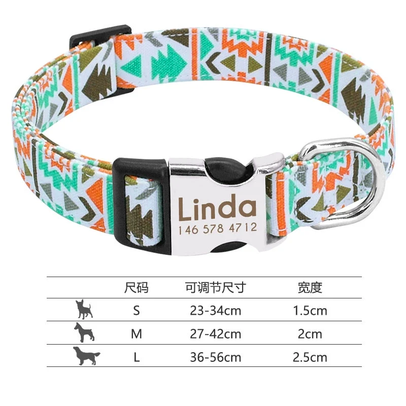 Dog Collar Pet Supplies Collar Night Reflective Collar Small Size Dogs Golden Retriever Bandana Lettering Anti-Lost
