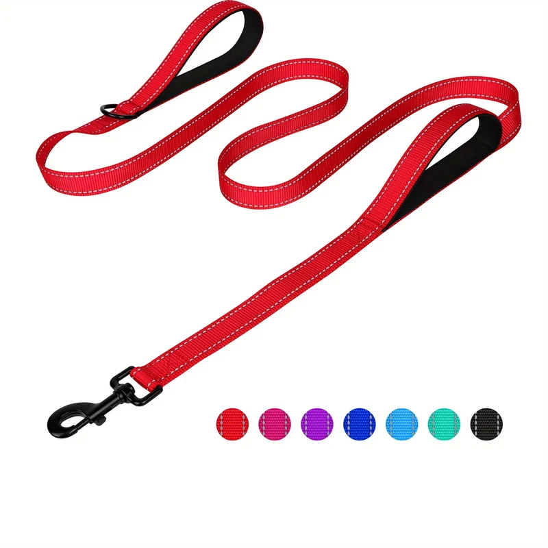 Double Handle Dog Leash, Double-Sided Reflective Night Safety, Heavy Duty For And Extra Large And Me