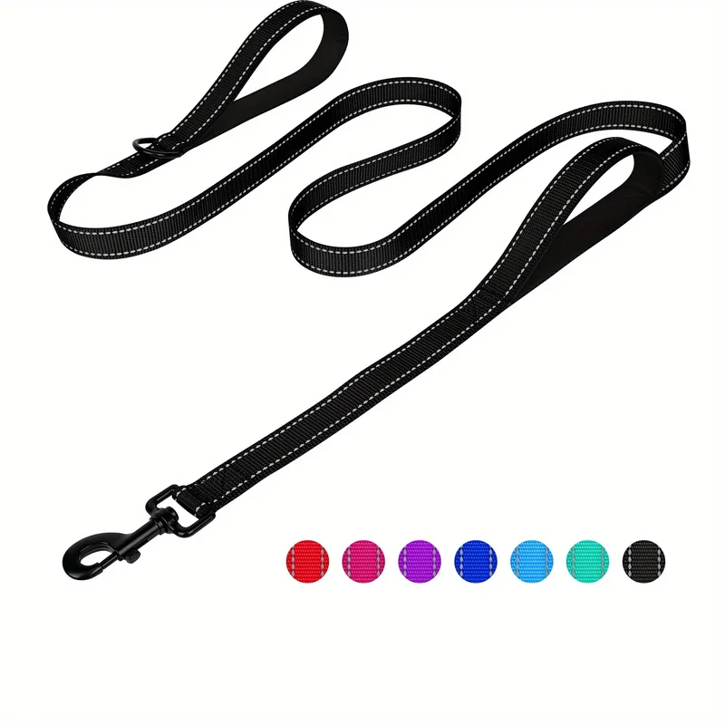 Double Handle Dog Leash, Double-Sided Reflective Night Safety, Heavy Duty For And Extra Large And Me