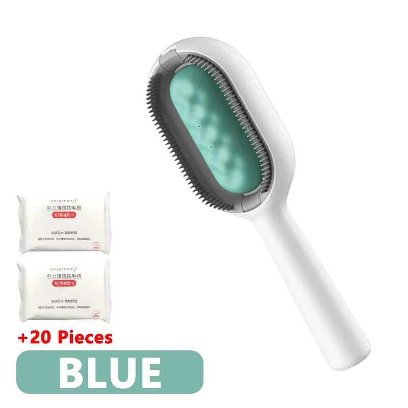 3-in-1 Cat Brush Long Hair Remover Brush for Dog Cat Silicone Pet Grooming Comb with Wipe and Water Tank Pet Product Accessories