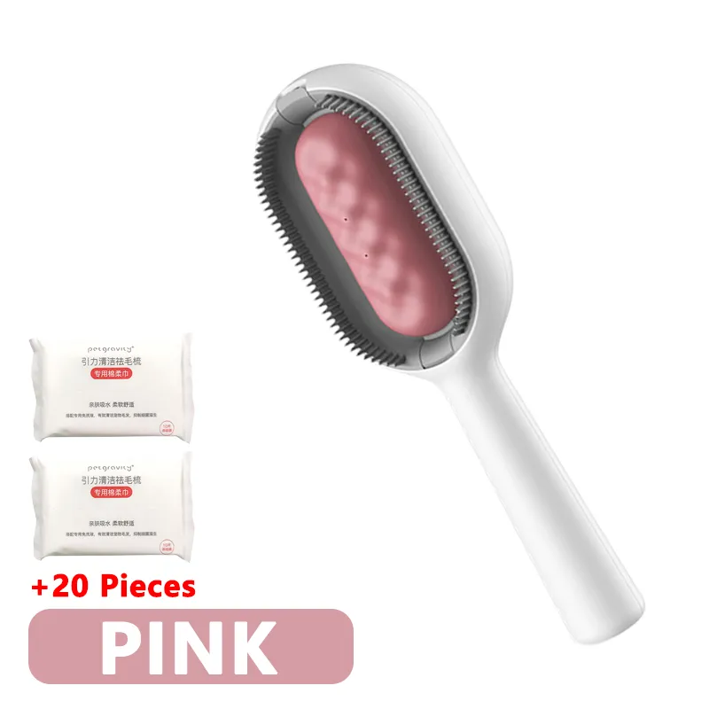 3-in-1 Cat Brush Long Hair Remover Brush for Dog Cat Silicone Pet Grooming Comb with Wipe and Water Tank Pet Product Accessories