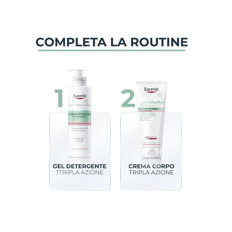 Eucerin DermPurifyer Oil Control Crema Corpo Tripla Azione Anti-Imperfezioni 200ml