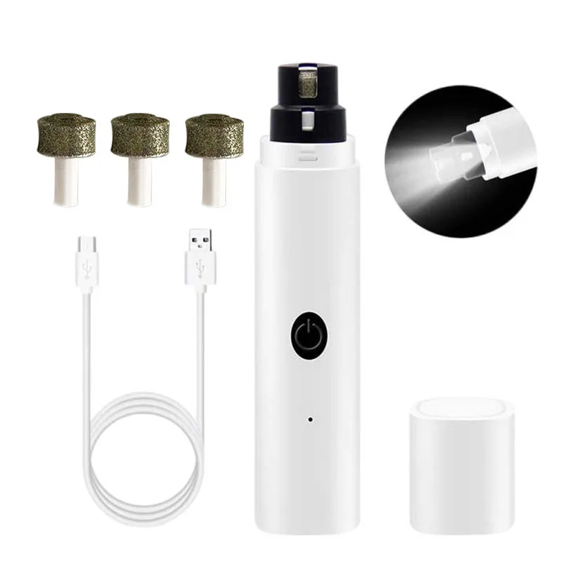 Electric Dog Nail Clippers for Dog Nail Grinders Rechargeable USB Charging LED Light Pet Quiet Cat Paws Nail Grooming Supplies