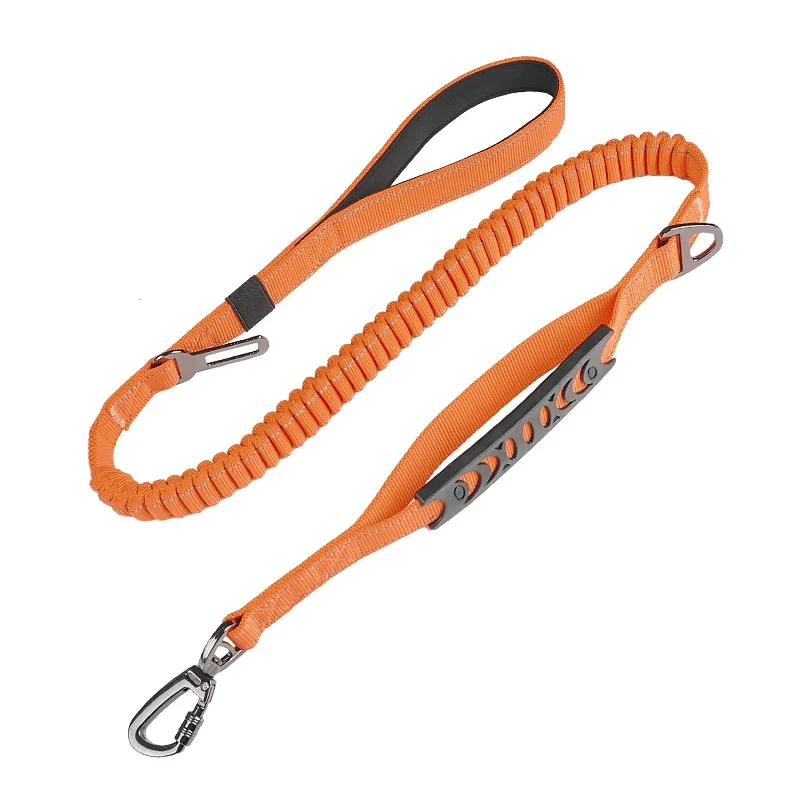 Nylon reflective multi-functional retractable dog leash with car safety buckle