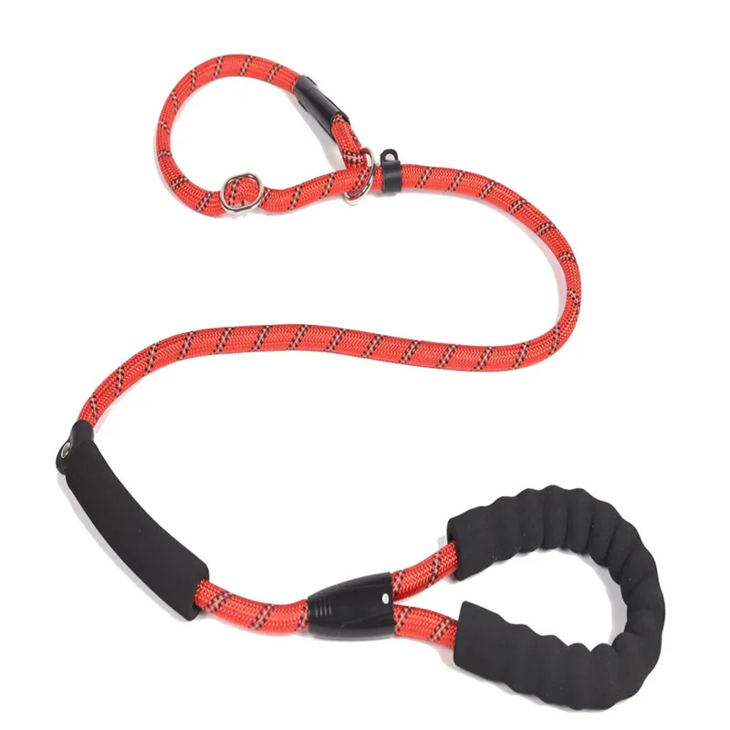 Nylon Pet Leash Outdoor Training Reflective Dog Leashes Double Handle Rope P Style Adjustable Collar Belt For Small Large Dogs