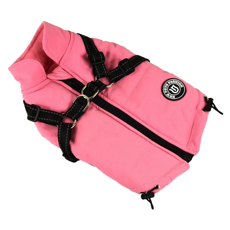 Autumn Winter Dog Clothes Reflective Cotton Dog Coat Elastic Band Solid Pet Warm Jacket Vest Retro Thick Plush Vest Clothing