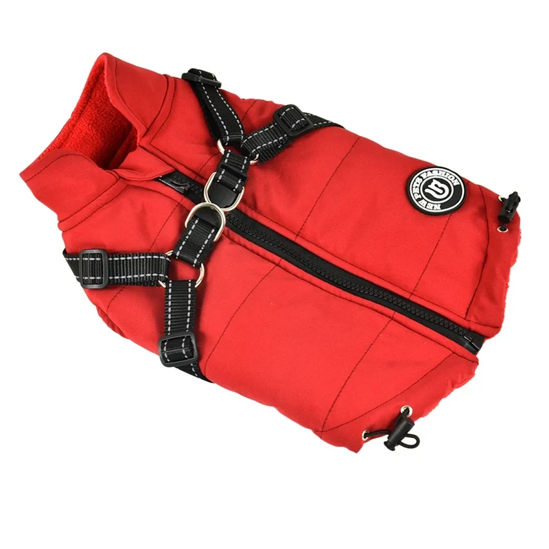 Autumn Winter Dog Clothes Reflective Cotton Dog Coat Elastic Band Solid Pet Warm Jacket Vest Retro Thick Plush Vest Clothing