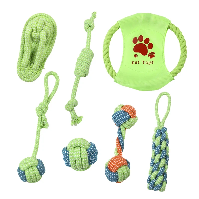 7-13PCS Set Dog Cotton Rope Teeth Cleaning Toys Interactive Mini Chewing Ball For Dog Accessories For Chew Antistress Training