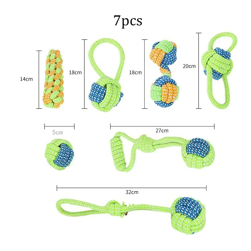 Dog Chew Toy Bite Resistant Rope Knot 7pcs Pet Large Dogs to Relieve Boredom Teeth Grinding and Cleaning Pet Training Supplies