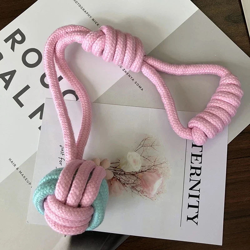 6PCS/Pack Chew Cotton Rope Dog Toy for Outdoor Teeth Clean Ball Rope Toys Ball Tough Teething Rope Tug of War & Fetching Bone