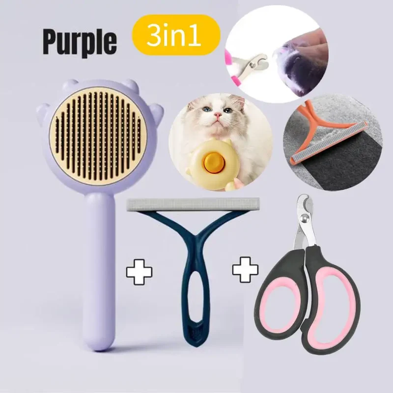 TOUA Cat Comb Massage Pet Magic Combs Hair Removal Cat and Dog Universal Needle Brush Pets Grooming Cleaning Supply Care Set