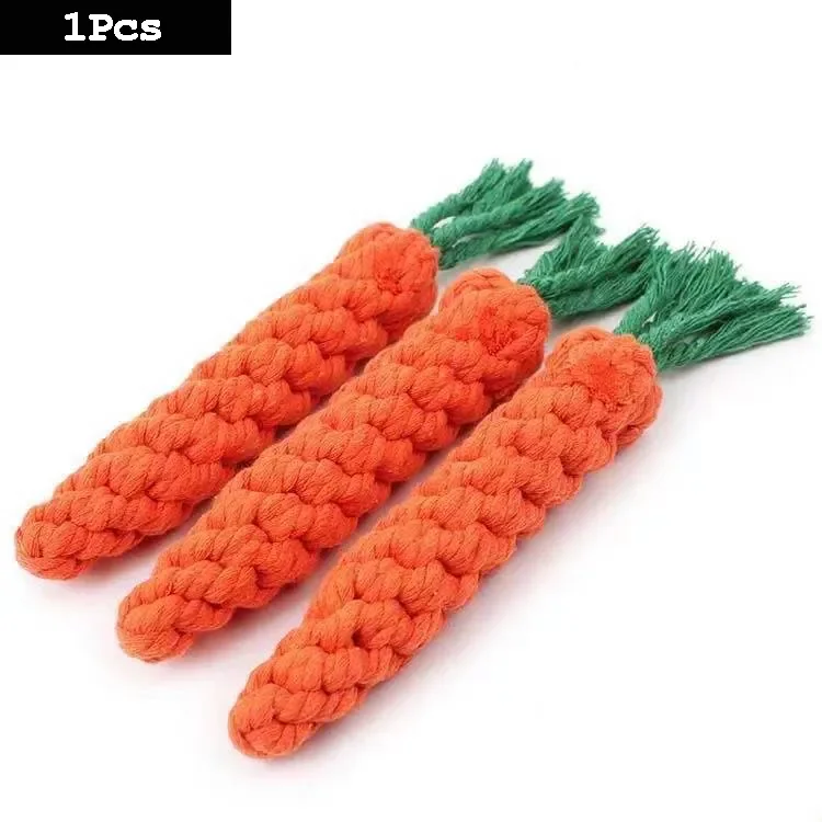 1pcs Fun And Interactive Durable Braided Dog Toy With Knot Rope Ball And Cotton Rope Dumbbell For Teeth Cleaning And Chewing