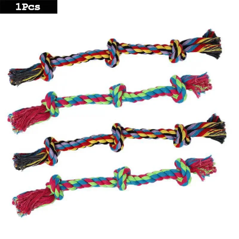 1pcs Fun And Interactive Durable Braided Dog Toy With Knot Rope Ball And Cotton Rope Dumbbell For Teeth Cleaning And Chewing