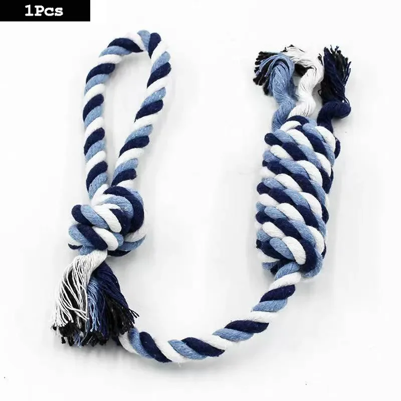 1pcs Fun And Interactive Durable Braided Dog Toy With Knot Rope Ball And Cotton Rope Dumbbell For Teeth Cleaning And Chewing