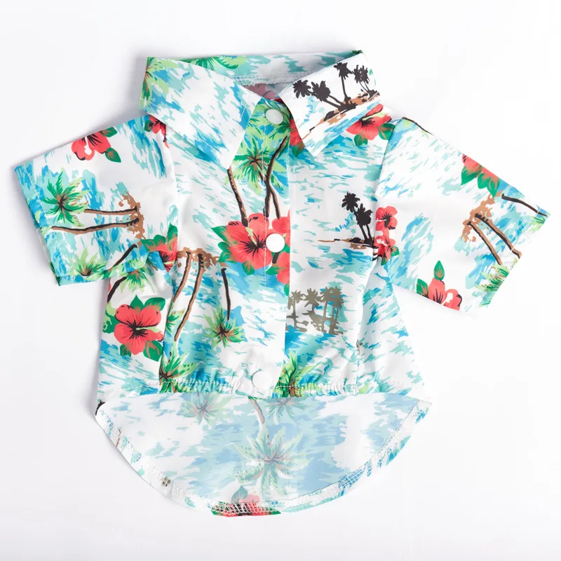 Summer Dog Clothes Cool Beach Hawaiian Style Dog Cat Shirt Short Sleeve Coconut Tree Printing 2023 New Fashion Gift For Pet