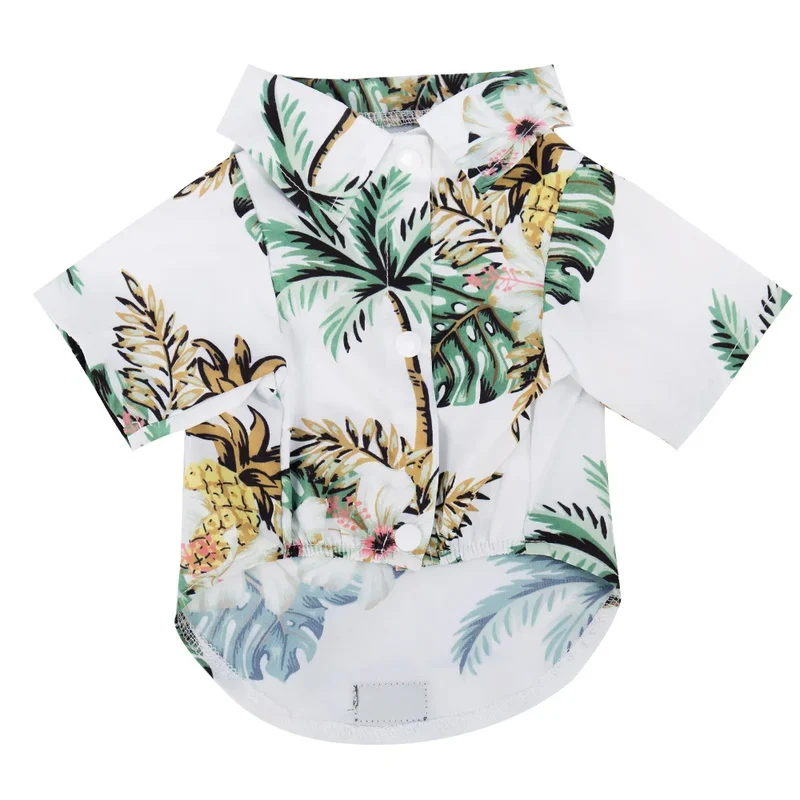 Summer Dog Clothes Cool Beach Hawaiian Style Dog Cat Shirt Short Sleeve Coconut Tree Printing 2023 New Fashion Gift For Pet