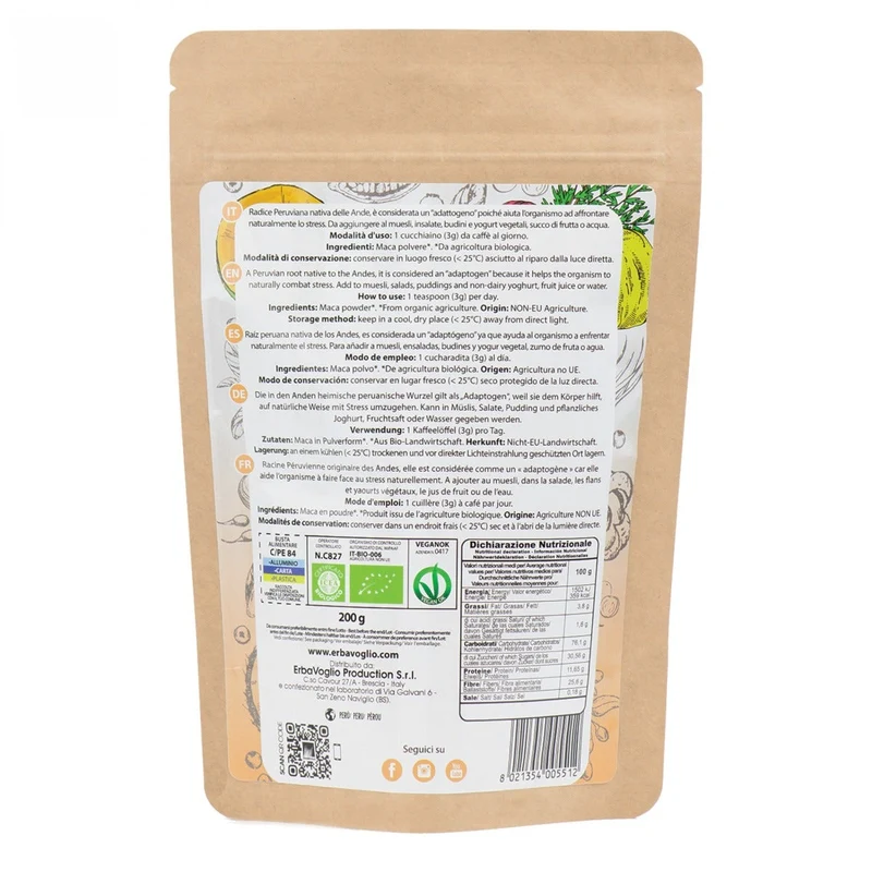 Maca Integrale Polvere Bio 200g