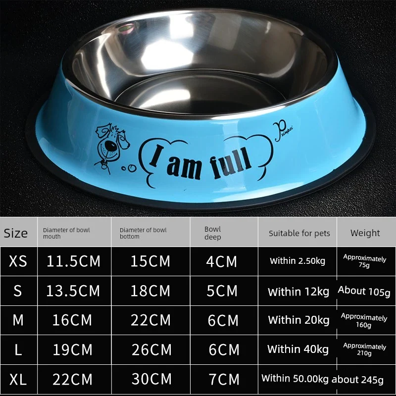 Pet Dog Bowl Cat Bowl Dog Supplies Teddy Food Basin Stainless Steel Single Bowl Dog Basin Cat Basin Large Dog Non Slip Bite-Resistant