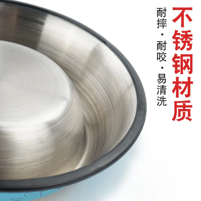Pet Cat Bowl Color Printing Stainless Steel Dog Bowl Stainless Steel Single Bowl Dog Bowl Pet Food Basin