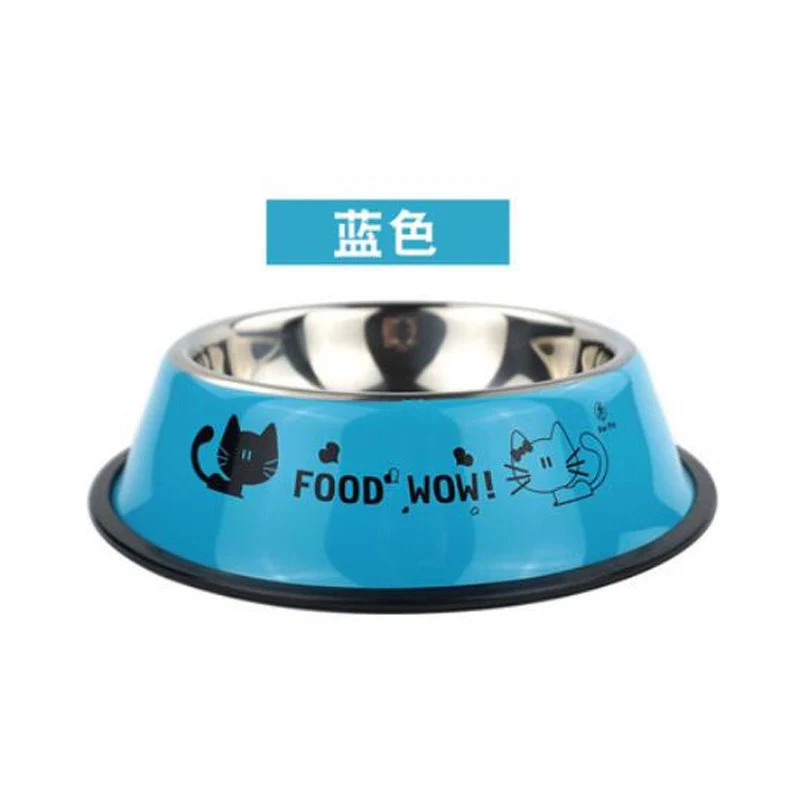 Pet Cat Bowl Color Printing Stainless Steel Dog Bowl Stainless Steel Single Bowl Dog Bowl Pet Food Basin