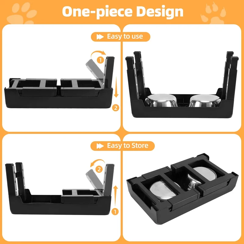 Elevated Dog Feeder Dogs Bowls Adjustable Raised Stand with Double Stainless Steel Food Water Bowls for Small Medium Large Dogs